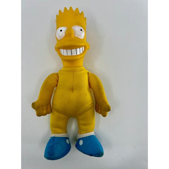 Vintage 1990s Bart Simpson Plush Toy with Plastic Head The Simpsons 8" - Picture 1 of 4